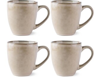 Set van 4 Keramische Mokken, 340 ml, Vaatwasserbestendig, 40% Korting
