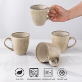 Set van 4 Keramische Mokken, 340 ml, Vaatwasserbestendig, 40% Korting