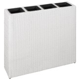 Verhoogde Plantenbak met 4 Potten - Poly Rattan Wit (35% Korting)