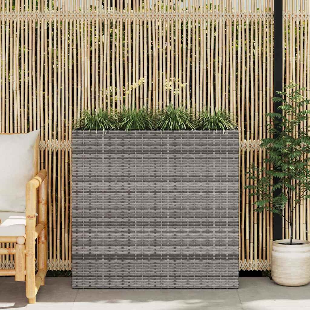 Verhoogde Plantenbak met 4 Potten - Poly Rattan Wit (35% Korting)