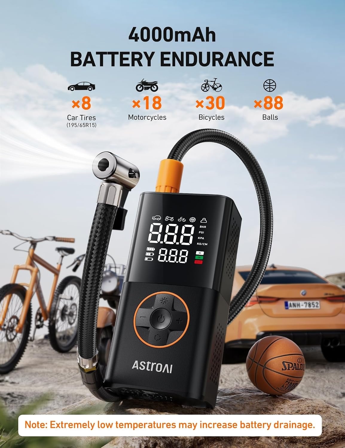 Draagbare Bandenpomp 150PSI met 4000mAh Accu | 28% Korting