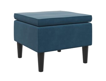 vidaXL Kruk met houten poten fluweel blauw