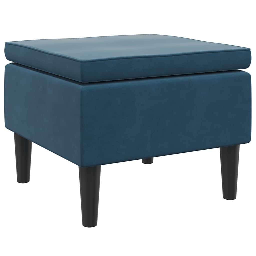 vidaXL Kruk met houten poten fluweel blauw