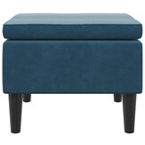 vidaXL Kruk met houten poten fluweel blauw