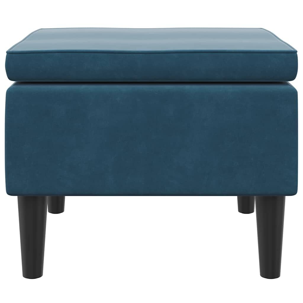 vidaXL Kruk met houten poten fluweel blauw