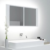 vidaXL Badkamerkast met spiegel en LED 90x12x45 cm acryl wit