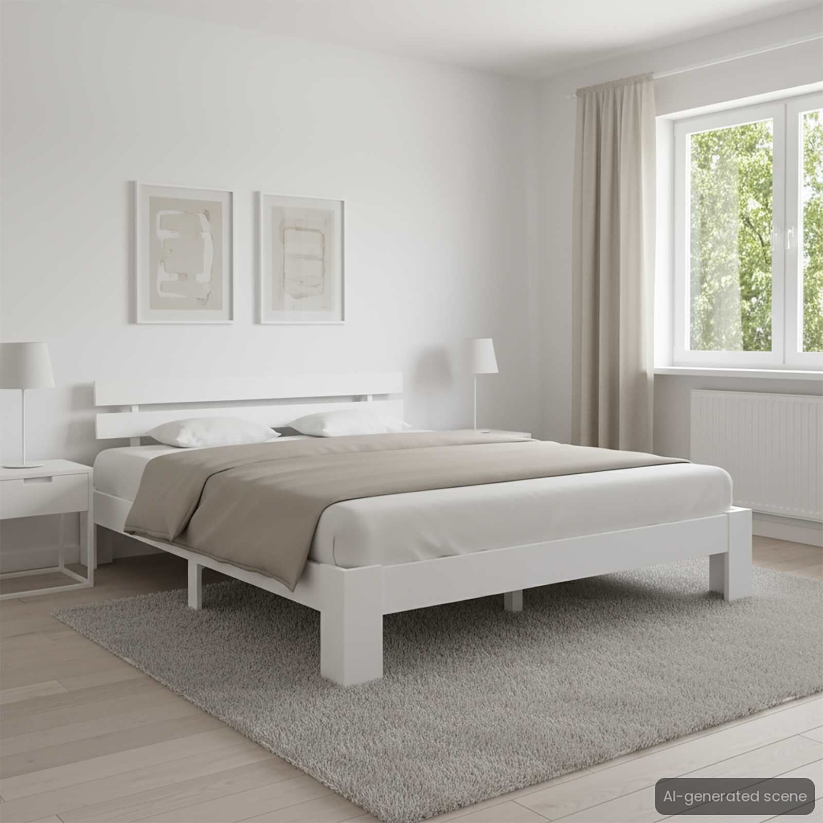 Massief Houten Bedframe Wit 180x200 cm - 35% Korting