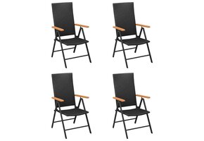 4x Zwarte Poly Rotan Tuinstoelen - 41% Korting