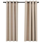 VidaXL Gordijnen Linnen-look Verduisterend 2 stuks Beige 140x175 cm - 34% Korting
