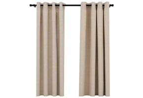 Verduisterende Gordijnen Linnenlook Beige 140x175cm (2 stuks) - 40% Korting