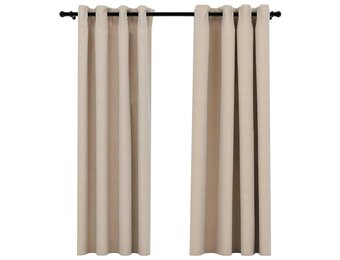 VidaXL Gordijnen Linnen-look Verduisterend 2 stuks Beige 140x175 cm - 34% Korting