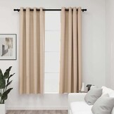 VidaXL Gordijnen Linnen-look Verduisterend 2 stuks Beige 140x175 cm - 34% Korting