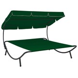 VidaXL Loungebed met Luifel Groen - 34% Korting