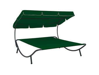 VidaXL Loungebed met Luifel Groen - 34% Korting