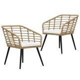 vidaXL Tuinstoelen 2 st. Poly Rattan met Kussens - Eikenkleurig - 34% Korting