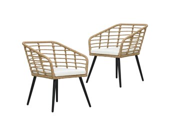 vidaXL Tuinstoelen 2 st. Poly Rattan met Kussens - Eikenkleurig - 34% Korting