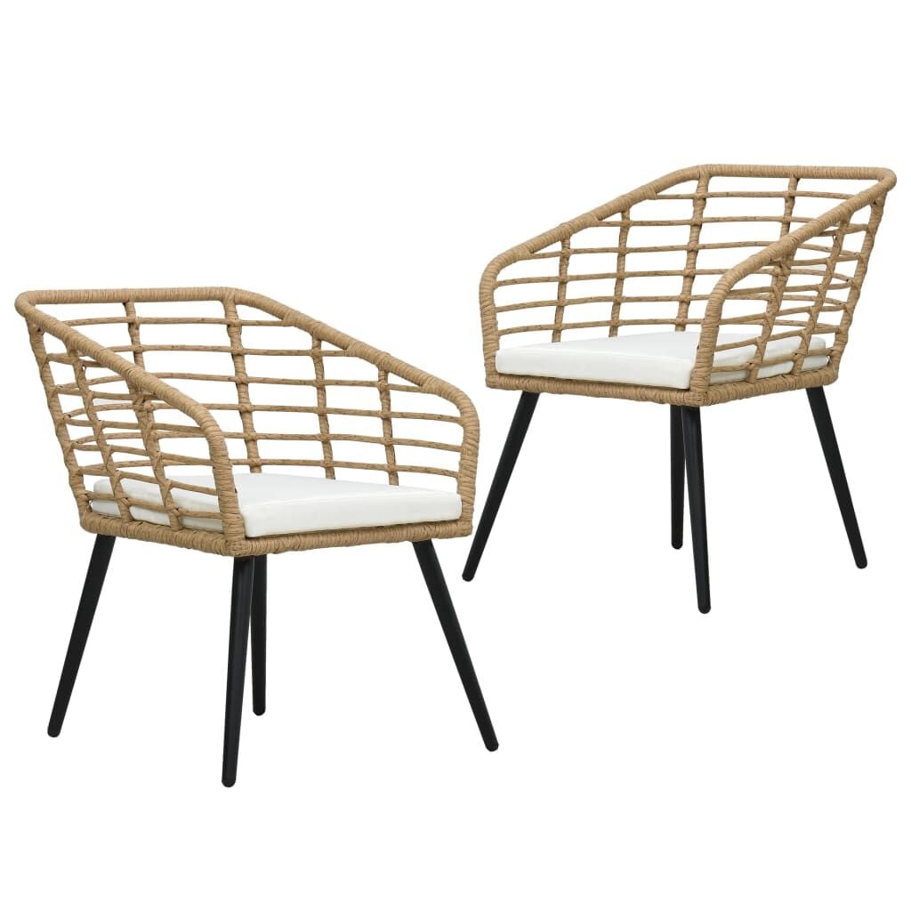 vidaXL Tuinstoelen 2 st. Poly Rattan met Kussens - Eikenkleurig - 34% Korting