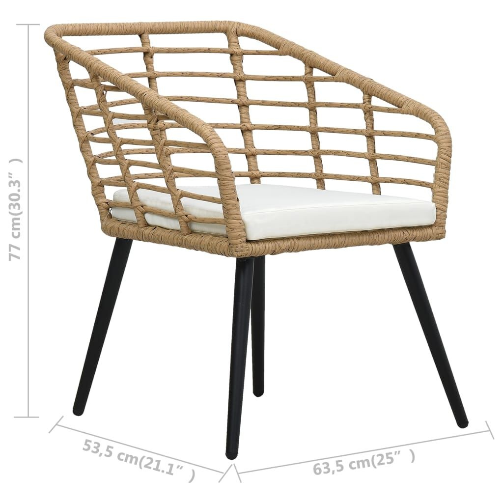 vidaXL Tuinstoelen 2 st. Poly Rattan met Kussens - Eikenkleurig - 34% Korting