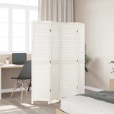 Kamerscherm 4 panelen Paulowniahout Wit - 55% Korting