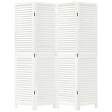 Kamerscherm 4 panelen Paulowniahout Wit - 55% Korting