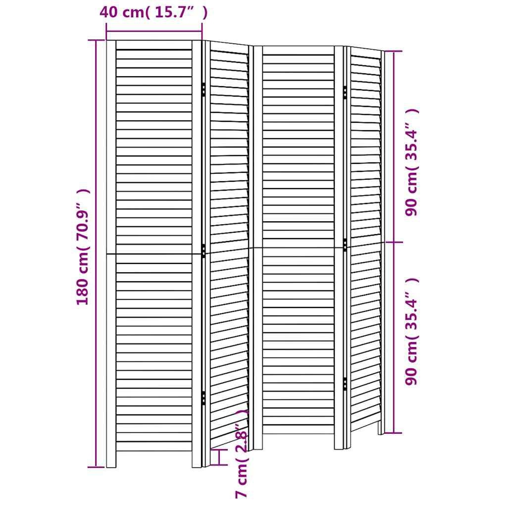 Kamerscherm 4 panelen Paulowniahout Wit - 55% Korting
