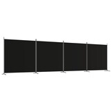 Kamerscherm 4 panelen Zwart 698x180 cm - 34% Korting!
