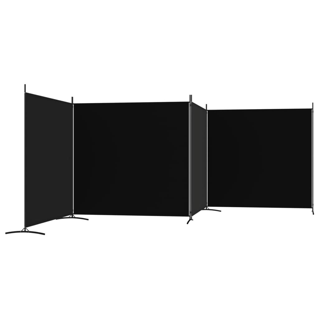Kamerscherm 4 panelen Zwart 698x180 cm - 34% Korting!