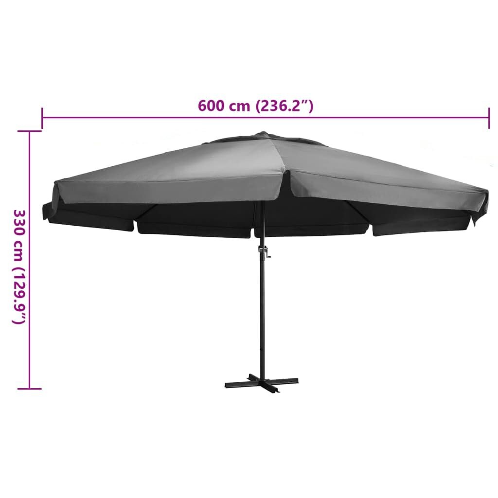 Antraciet Parasol Aluminium Paal 600cm - 35% Korting