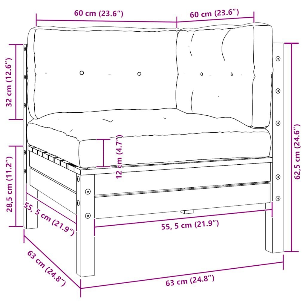 vidaXL 3-delige Loungeset Grenenhout 35% Korting