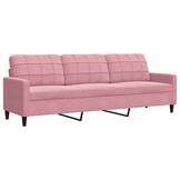 Roze fluwelen driezitsbank 210 cm met 35% korting