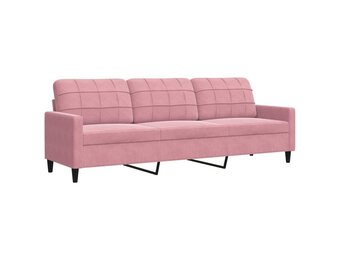 Roze fluwelen driezitsbank 210 cm met 35% korting