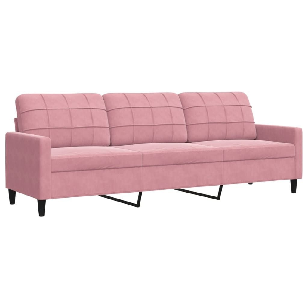 Roze fluwelen driezitsbank 210 cm met 35% korting