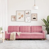 Roze fluwelen driezitsbank 210 cm met 35% korting