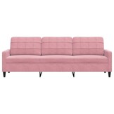 Roze fluwelen driezitsbank 210 cm met 35% korting
