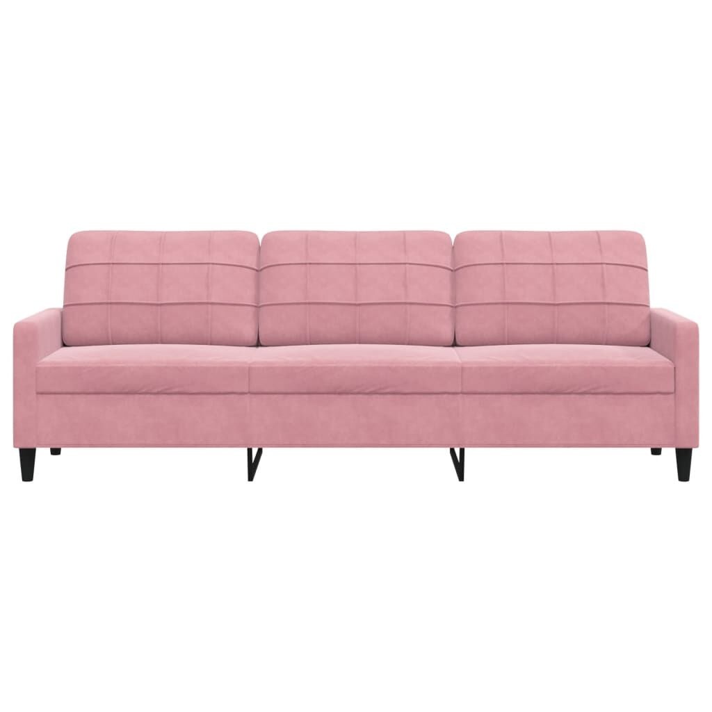 Roze fluwelen driezitsbank 210 cm met 35% korting