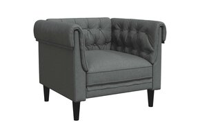 VidaXL Fauteuil Chesterfield Stof Donkergrijs - 41% Korting