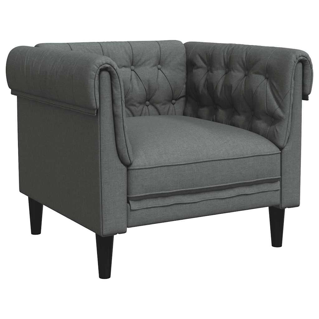 Donkergrijze Fauteuil Chesterfield-stijl Stof - 35% Korting