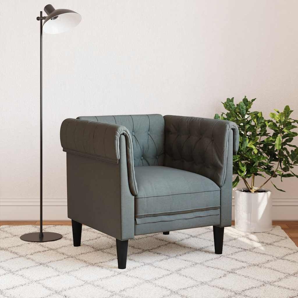 Donkergrijze Fauteuil Chesterfield-stijl Stof - 35% Korting