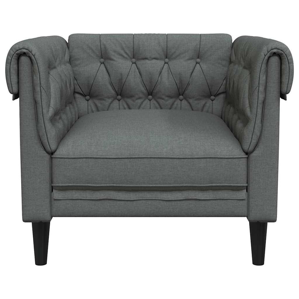 Donkergrijze Fauteuil Chesterfield-stijl Stof - 35% Korting