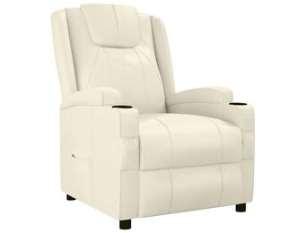 Verstelbare Crème Fauteuil van Kunstleer - 60% Korting