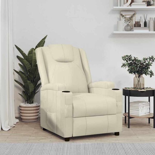 Verstelbare Crème Fauteuil van Kunstleer - 60% Korting