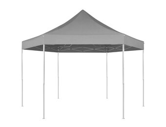 vidaXL Partytent pop-up zeshoekig inklapbaar 3,6x3,1 m grijs