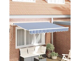 vidaXL Vervangend zonneschermdoek voor 3,5x2 m Blauw & wit gestreept