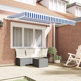 vidaXL Vervangend zonneschermdoek voor 3,5x2 m Blauw & wit gestreept