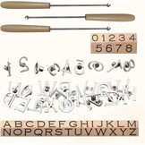 Mini Branding IJzer Set 2,5 cm - 26 Letters, 10 Cijfers en 3 Handvatten - Zilverkleurig