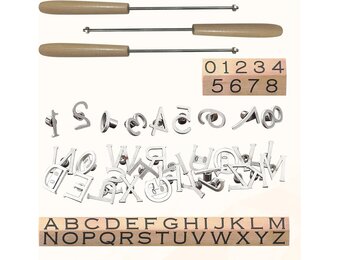 Mini Branding IJzer Set 2,5 cm - 26 Letters, 10 Cijfers en 3 Handvatten - Zilverkleurig