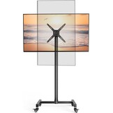 Mobiele tv-standaard op wielen voor tv's en monitoren 17-55 inch, in hoogte verstelbaar, 180° draaibaar liggend/portret, Max VESA 300x300 mm, tot 30 k