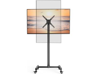 Mobiele tv-standaard op wielen voor tv's en monitoren 17-55 inch, in hoogte verstelbaar, 180° draaibaar liggend/portret, Max VESA 300x300 mm, tot 30 k