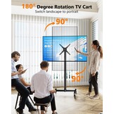 Mobiele tv-standaard op wielen voor tv's en monitoren 17-55 inch, in hoogte verstelbaar, 180° draaibaar liggend/portret, Max VESA 300x300 mm, tot 30 k