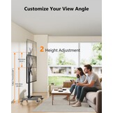 Mobiele tv-standaard op wielen voor tv's en monitoren 17-55 inch, in hoogte verstelbaar, 180° draaibaar liggend/portret, Max VESA 300x300 mm, tot 30 k